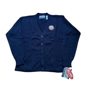 Vintage Ringo School Uniform Apparel Navy V-Neck Knit Cardigan Size XL 18-20 NWT